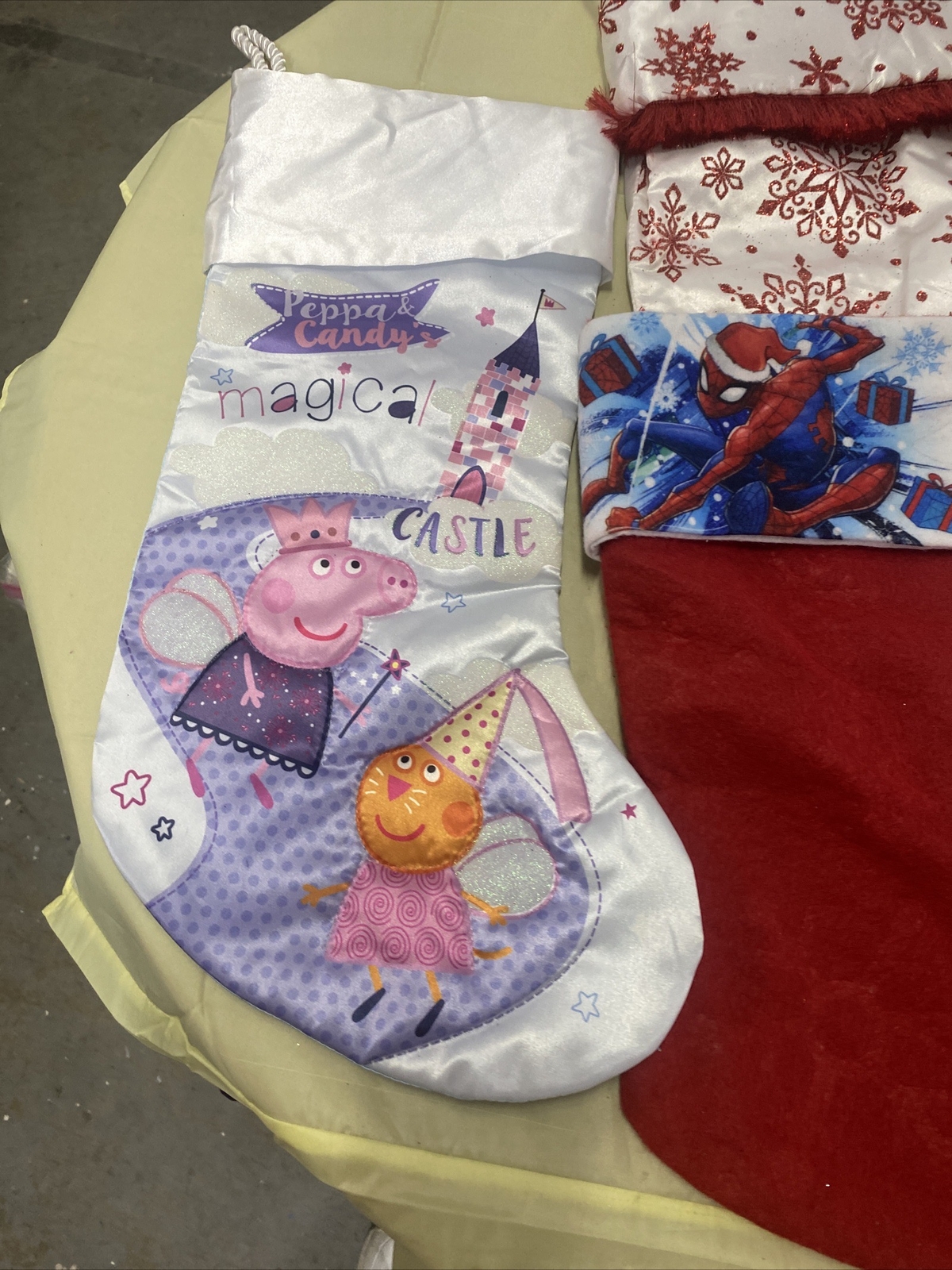 LOT OF 4 Christmas Stockings Ballerina, Spider-Man, Peppa Pig