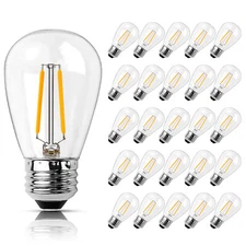 25Pack LED bulbs S14 E26 Outdoor Edison lights 2W for String Light Replace 2200K
