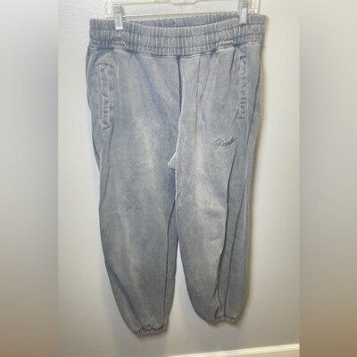 Awake Men's Gray Sun-bleached Logo Sweatpants Drawstring Elastic Waist Large