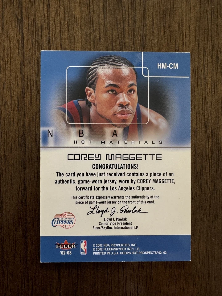 Corey Maggette 2002-03 Fleer Hot Materials Jersey Patch #HM-CM Clippers - Image 2 of 4