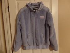 Girl's, Justice, Light Blue Hooded Jacket/Coat Faux Fur , Size: 16/18, Ex Con