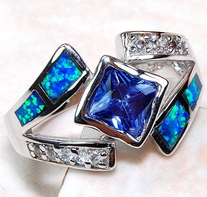 Australian Opal Inlay 925 Solid Sterling Silver Ring Sz 7 GA4-6