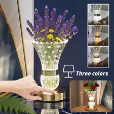 LED Crystal Table Lamp Vase Night Light Touch Dimmable Atmosphere Bedside Gift