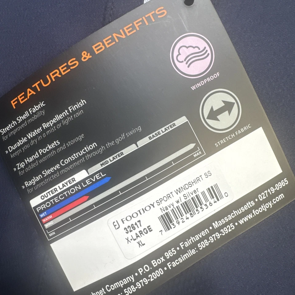 FootJoy Men’s Navy Golf Windshirt Half Zip Pullover XL Lightweight - Image 3 of 4