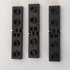 Lego Vintage Black Hinge Plate 1 x 2 with Single / Double Finger X 3