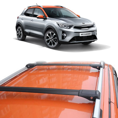 Kia Stonic Since 2017  for Roof Rack Cross Bars Black Raised Roof Rails Pair