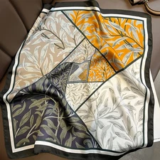 100% Silk Square Scarf Women Kerchief Bandana Neckerchief Wrap Geometric 53*53cm