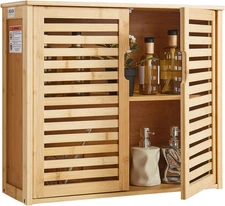 Bathroom Wall Cabinet, 2 Doors and Adjustable Shelf with 3 Height Levels, over.