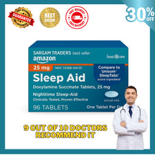 96 Nighttime Sleep Aid Tablets Doxylamine Succinate 25 mg for Adults