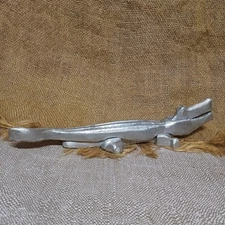 WOW!! Vintage 8.5" Metal Alligator/Crocodile Nutcracker~ Silver Tone!!