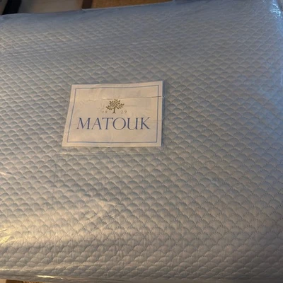 Matouk King Matelasse Coverlet Quilt Alba Blue Nocturne 600 tc New - Image 1 of 4