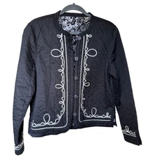 Black lightweight quilted Cotton Embroidered Jacket size S