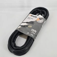 Durable 15ft Extension Cord with Impact-Resistant Plugs - Indoor/Outdoor Use