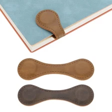 2Pcs Magnetic Bookmarks, Leather Book Marks Page Marker Dark Brown & Light Brown
