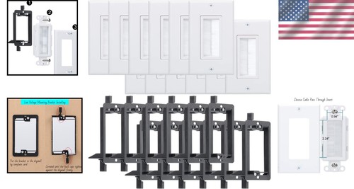 Decora Low Voltage Cable Wall Plate Set - 12 Pack for Home Theater Installations - Afbeelding 2 van 8