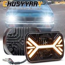 Pair Black 7x6 5x7 Led Headlights For Freightliner Fl50607080112 Mt354555