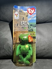 Erin The Bear McDonalds Ty Beanie Baby w Rare Errors 1993, Tag Misprint NEW