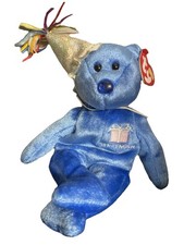 TY Beanie Baby September Birthday Bear Blue w/ Hat Retired Original