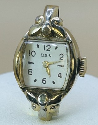 Vintage Elgin Gold Tone Oval Analog Wristwatch,No Band, Not Working