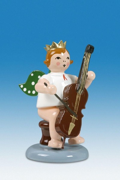 Engelmusikant Engel Sitzend Mit Cello Mit Krone HöHe Ca 6 Cm Neu Erzgebirge Holz-image