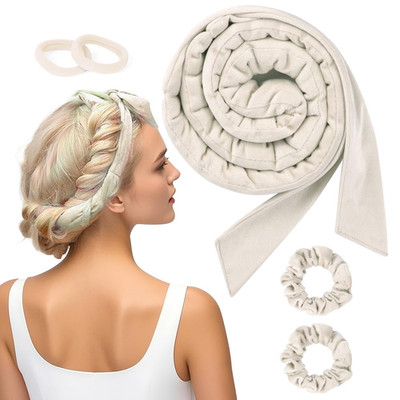 5er Set Heatless Curls Samt Lockenwickler Beige - Locken ohne Hitze