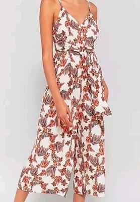 Free People Hot Tropics Cream Floral Wide Leg Jumper Romper Women's Size 2