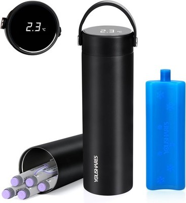 YOUSHARES Insulin Kühltasche 48H Kühlung Temperaturanzeige TSA 1-5 Stifte