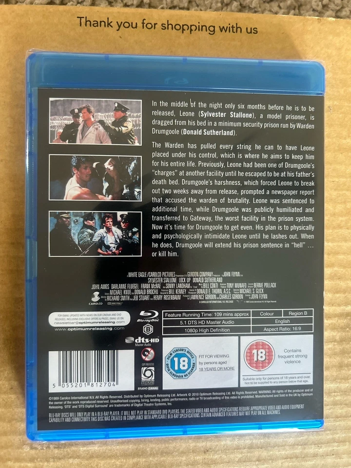 Lock Up (1989) Rare 1st Release UK Reg B Blu Ray NEW & SEALED Sylvester Stallone - Image 2 of 3