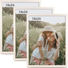 Momentworth 18x24 Frame Set of 3, White Wood Grain 18x24 Poster Frame for Galler