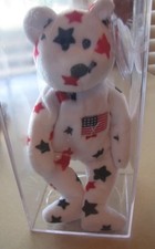 Ty Beanie Babies Original Bear with American Flag Patch Red/Black Stars