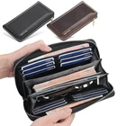 Business Mens Wallet Leather Clutch ID Card Holder Purse Phone Checkbook Handbag