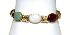 14K Gold w/ Multicolored Stones Bracelet, 6-7/8'' Long