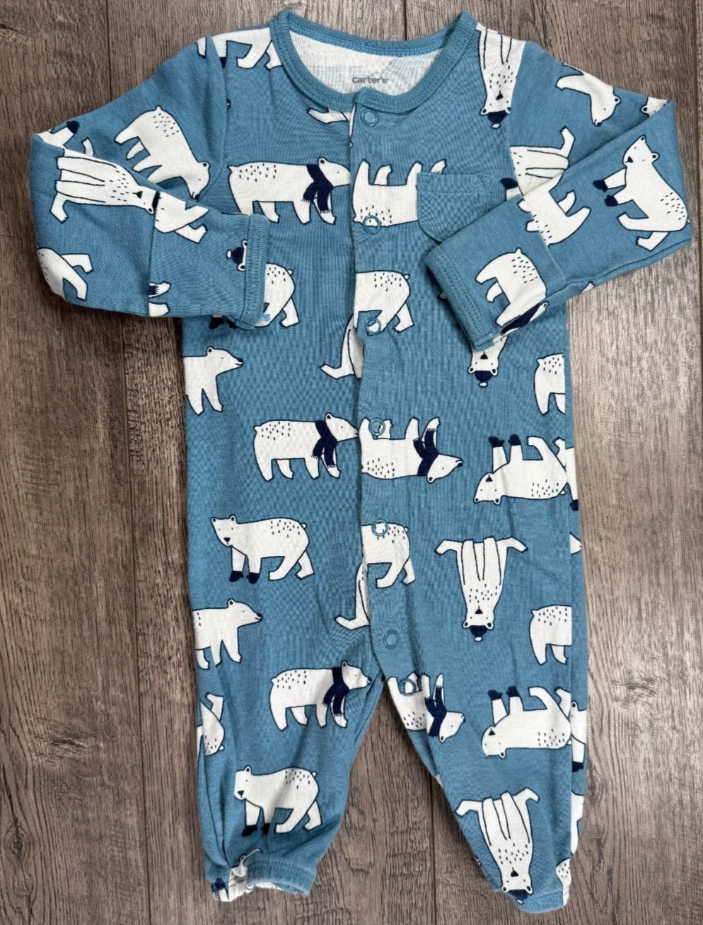 Baby Boy Clothes Carter's 3 Month Blue Polar Bear Convertible Gown Outfit
