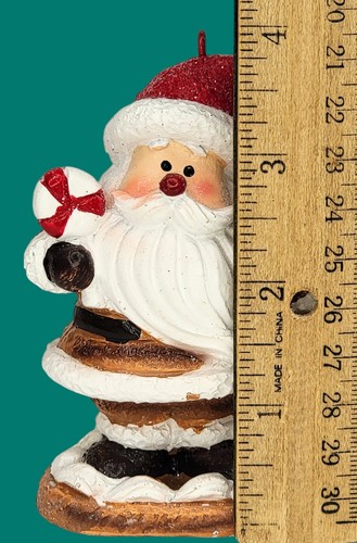 Sparkling Santa Claus Ornament Holding a Peppermint Christmas Decoration 4 in. - Picture 10 of 11