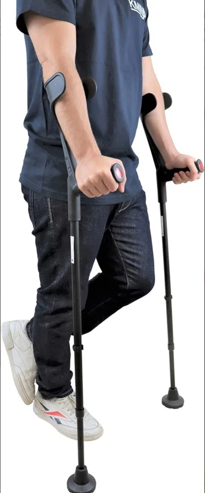 KMINA - Forearm Crutches: Adults x2, Open Cuff Adjustable, Non Slip, Aluminum - Image 3 of 4