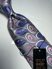 NWT VERSE 9 MULTI COLOR PAISLEY STYLE PRINT SILK DESIGNS NECK TIE & HANKY