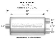 Magnaflow 5 X 11 Oval Muffler 12595 - 3.5-3 Centerdual - 22 Body