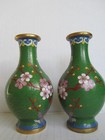 Pair of Vintage Chinese Plum Bossom Cloisonne Vases — photo 6