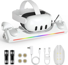 Charging Dock for Oculus Quest 3S/Quest 3, Magnetic Charging Station for Meta Qu