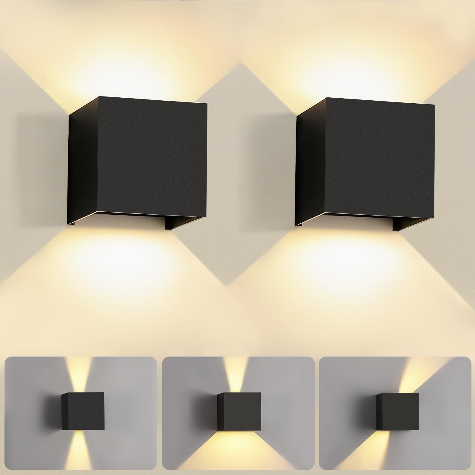 Applique murale LED 7W intérieur noire au faisceau lumineux haut et bas orientable