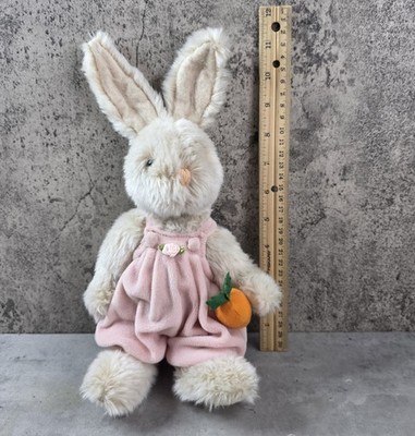 Russ Berrie Boomer Easter Bunny Rabbit Plush Toy Holding Carrot