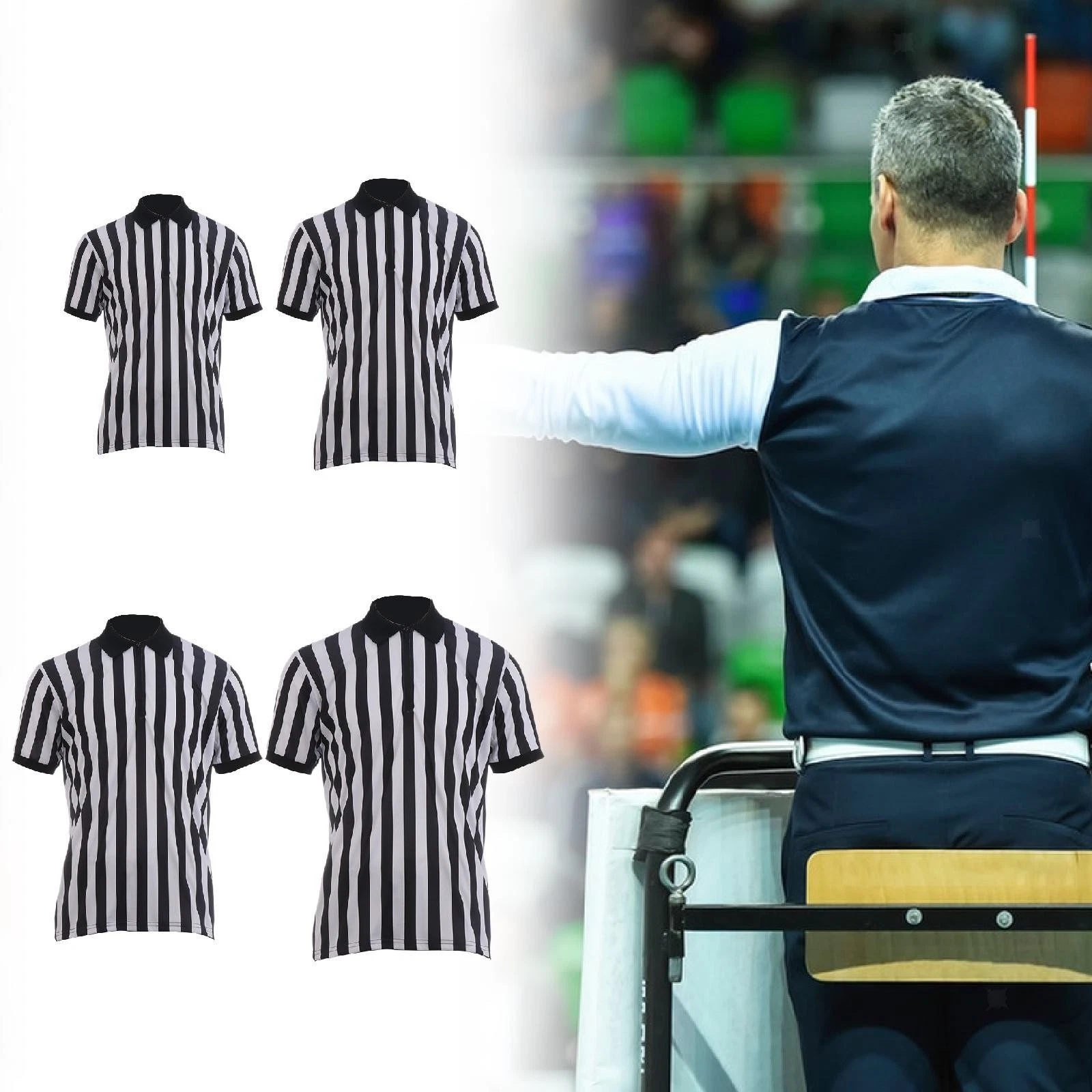 Mens Striped Referee Shirt Lightweight Breathable T Shirt for Travel Hiking Work