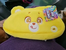Care Bears Yellow Pencil Case Fuzzy & Adorable 9.5" x 5"