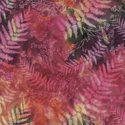 Hoffman Batiks Fabric - Bali Batik - # S2313-634 Fern & Twigs - Global Spice