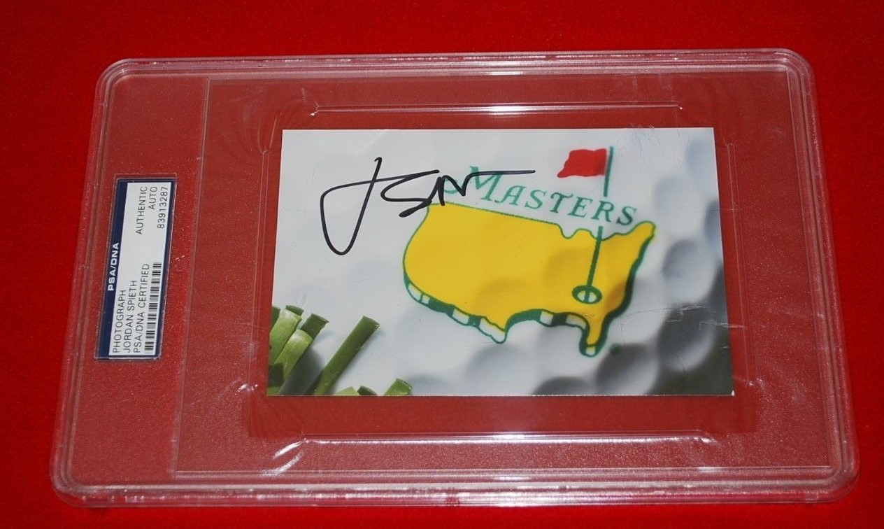 Jordan Spieth Autographed Signed 2014 masters champion 4X6 cut PSA/DNA Slabbed COA 