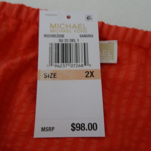 Michael Kors Off Shoulder Top Plus Size 2X Ruffle Peasant Pink Orange Coral - Picture 11 of 11