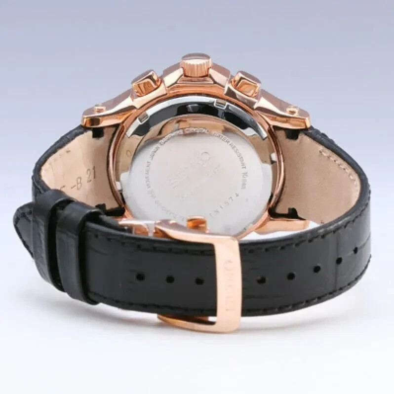 Brand New Seiko SNL044P1 Premier Kinetic Black Rose Gold Quartz