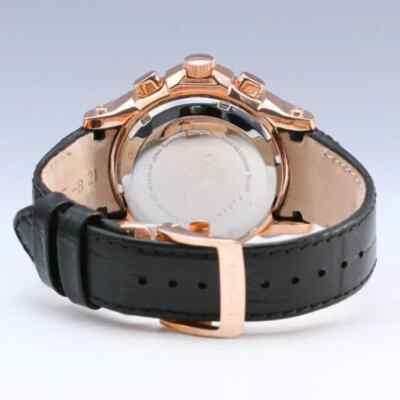 Brand New Seiko SNL044P1 Premier Kinetic Black Rose Gold Quartz