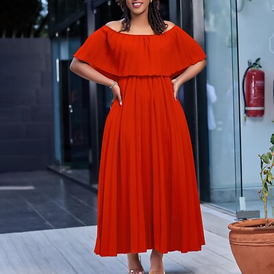 Womens Off The Shoulder Ruffle Party Dress Casual Side Split