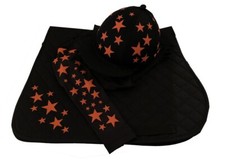 Black/Orange Cross Country Colours Horse Riding Set, 